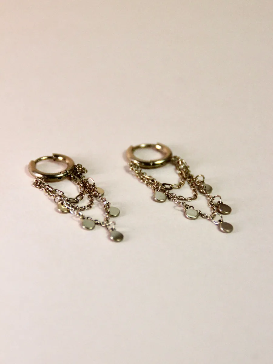 Marigold mini hoop earrings - multi-row chain