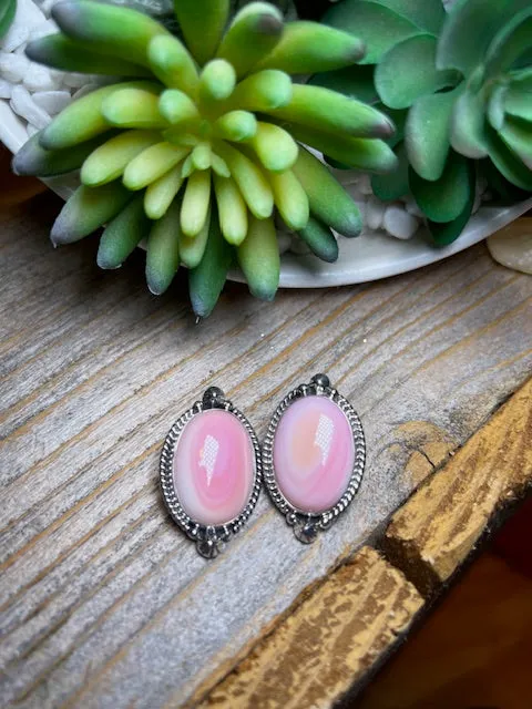 Markie Sterling Silver & Pink Conch Earrings