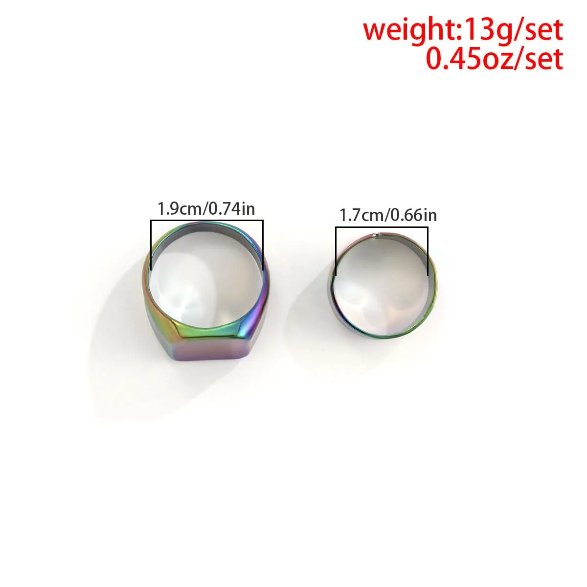 Men’s Colorful Geometric Metal Rings, 2-Piece Set