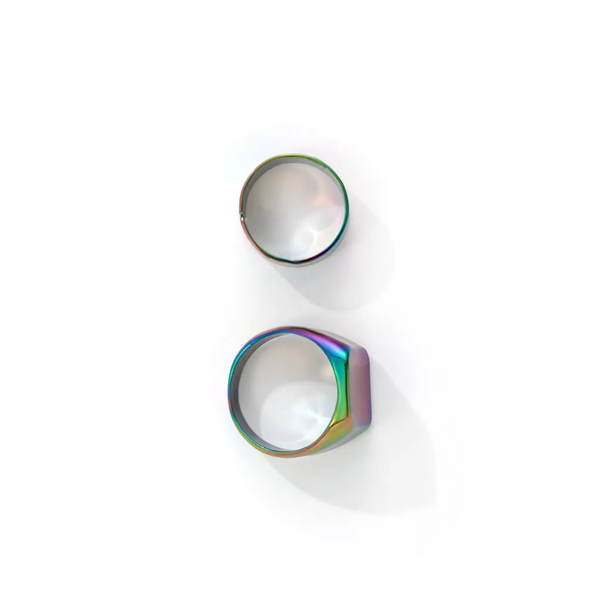 Men’s Colorful Geometric Metal Rings, 2-Piece Set