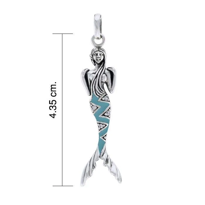 Mermaid Sterling Silver Pendant with Gemstone Tail TPD3625