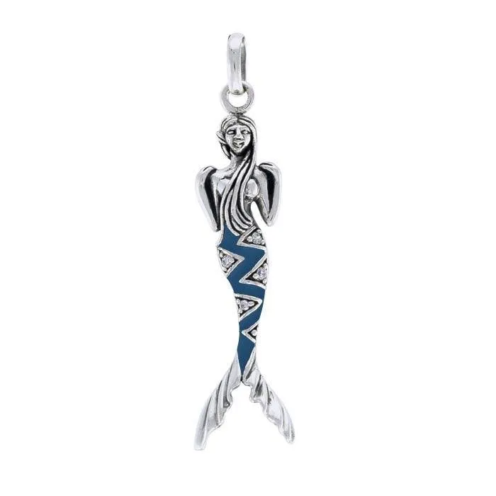 Mermaid Sterling Silver Pendant with Gemstone Tail TPD3625