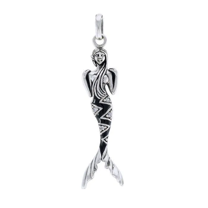 Mermaid Sterling Silver Pendant with Gemstone Tail TPD3625