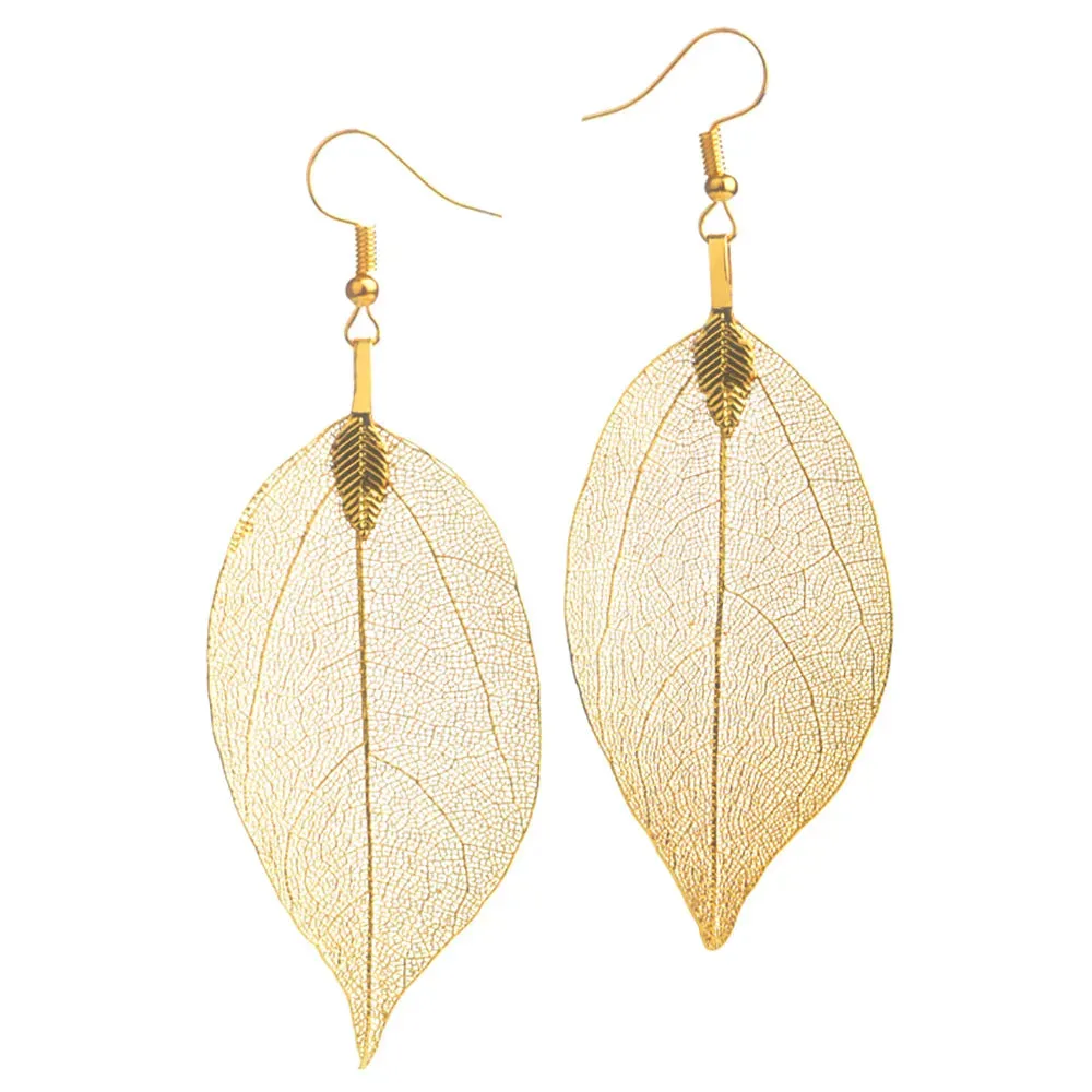 Metal Leaf Bohemian Earrings | Fashion Dangle Drop Earrings | Wedding Jewelry