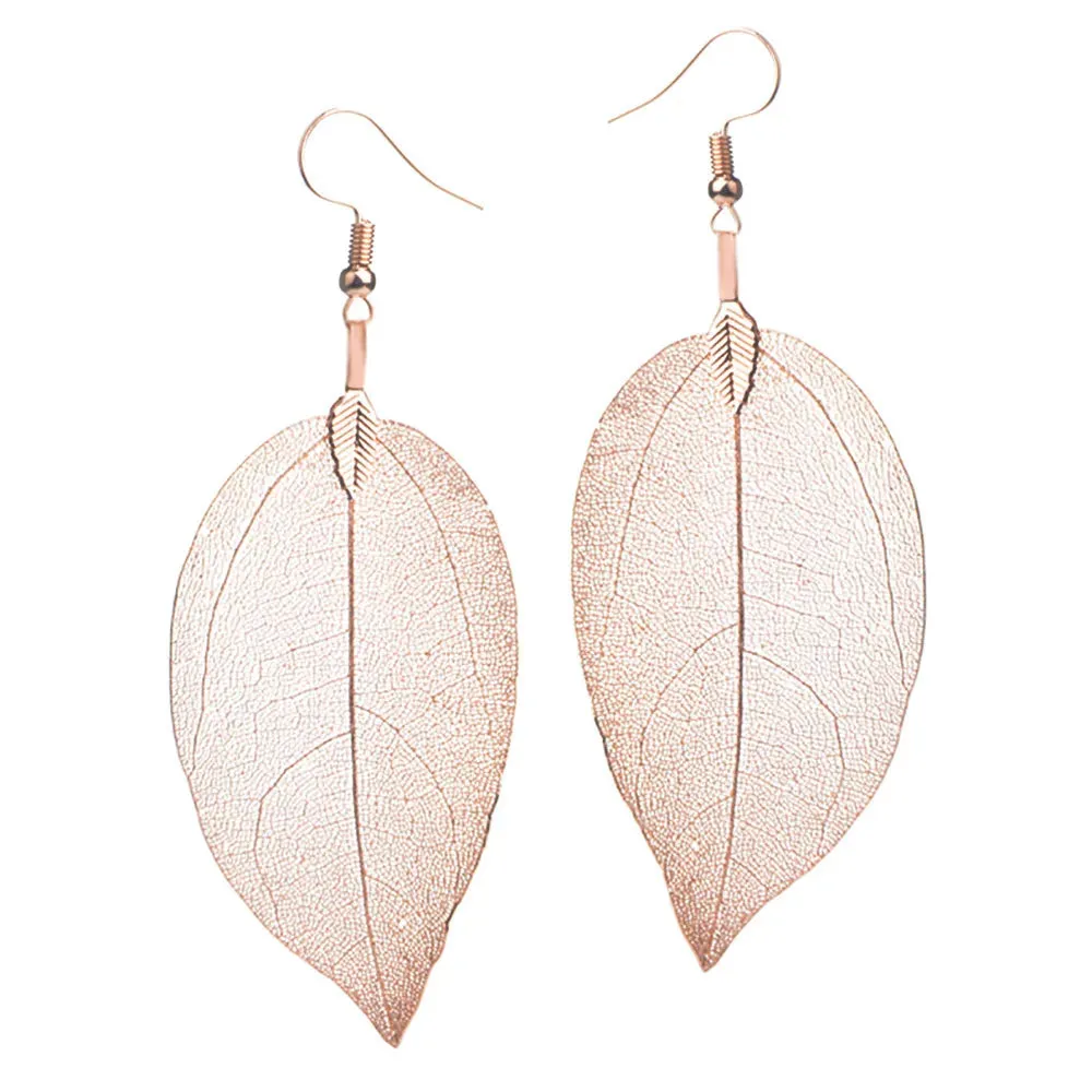Metal Leaf Bohemian Earrings | Fashion Dangle Drop Earrings | Wedding Jewelry