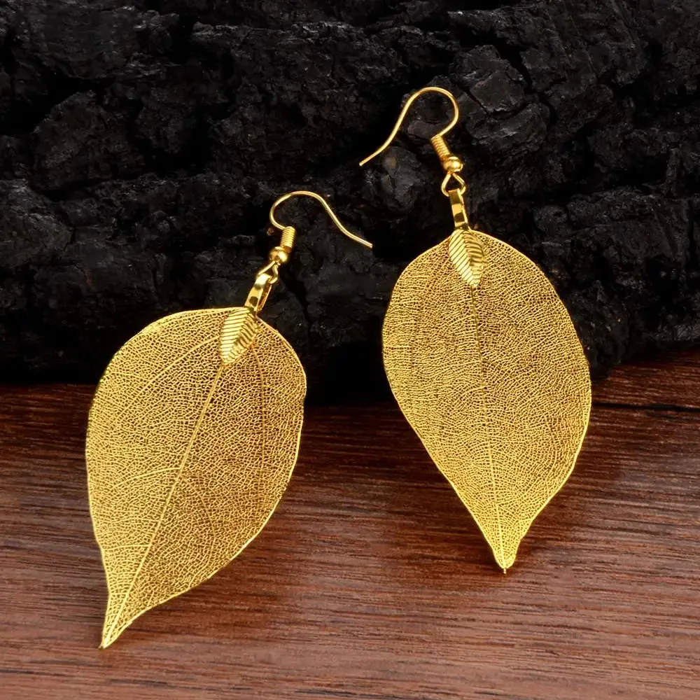 Metal Leaf Bohemian Earrings | Fashion Dangle Drop Earrings | Wedding Jewelry