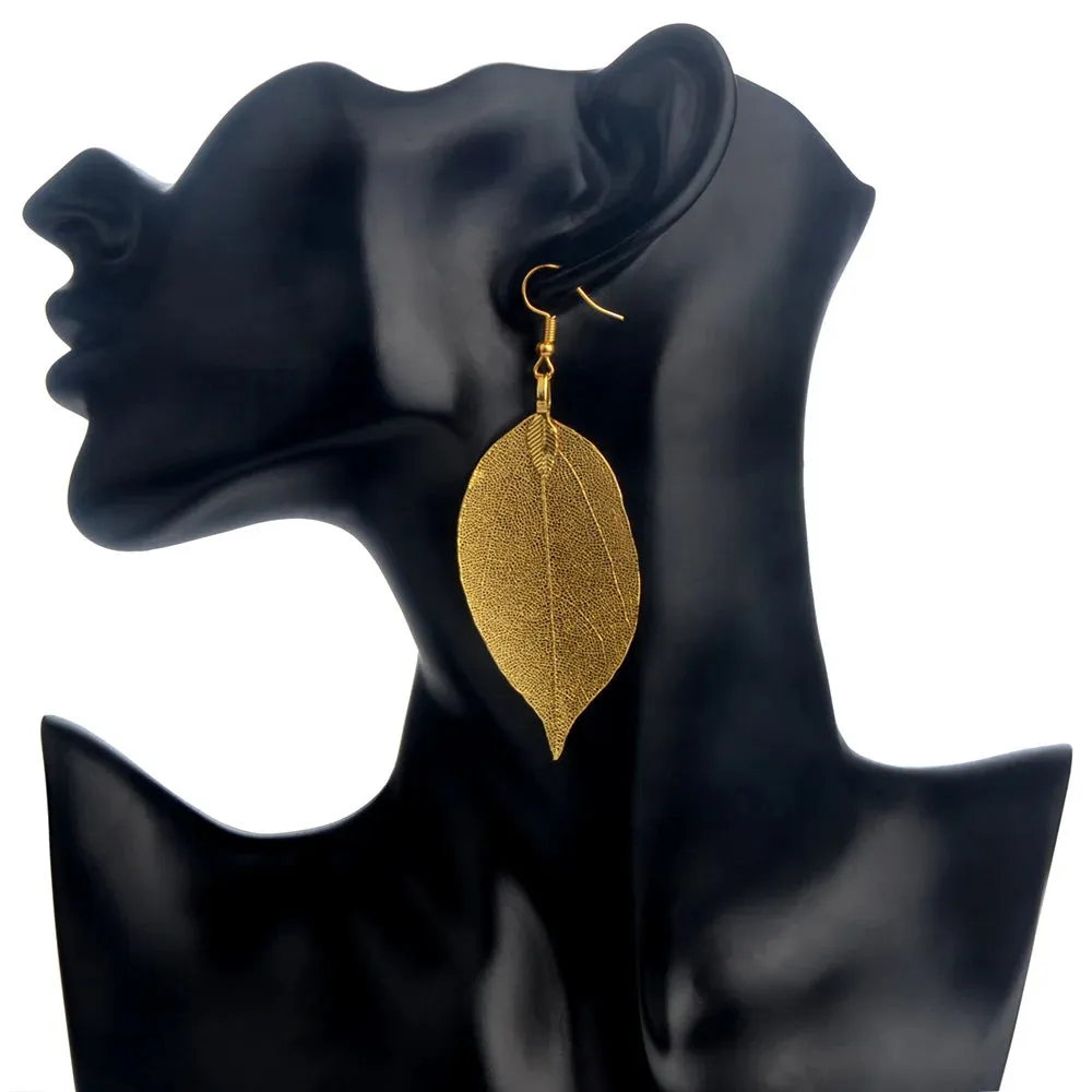 Metal Leaf Bohemian Earrings | Fashion Dangle Drop Earrings | Wedding Jewelry