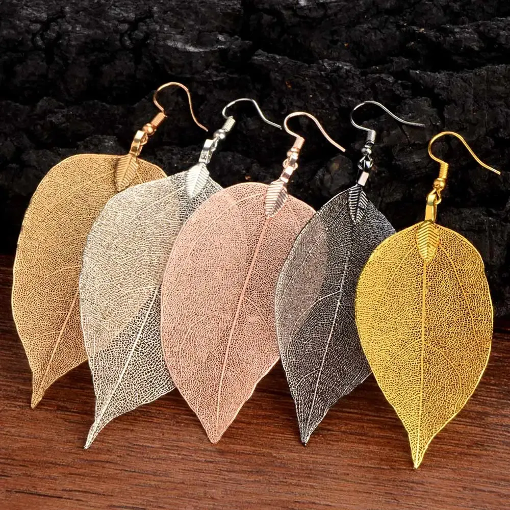 Metal Leaf Bohemian Earrings | Fashion Dangle Drop Earrings | Wedding Jewelry
