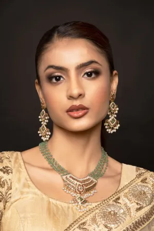 Mint Green Tanmaniya Necklace Set with Earrings
