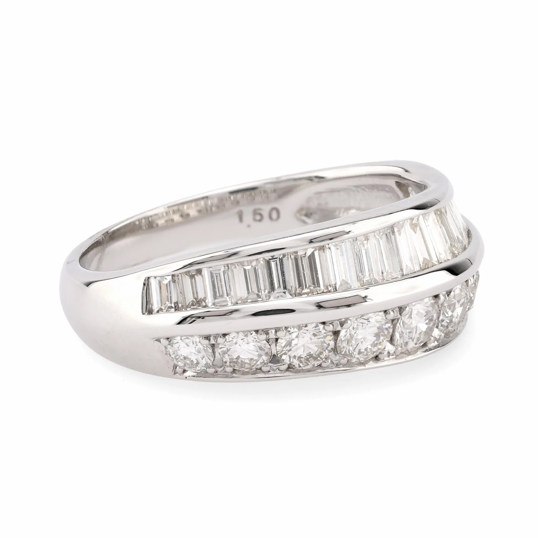 Modern 1.5 Carat Diamond Platinum Two Row Band