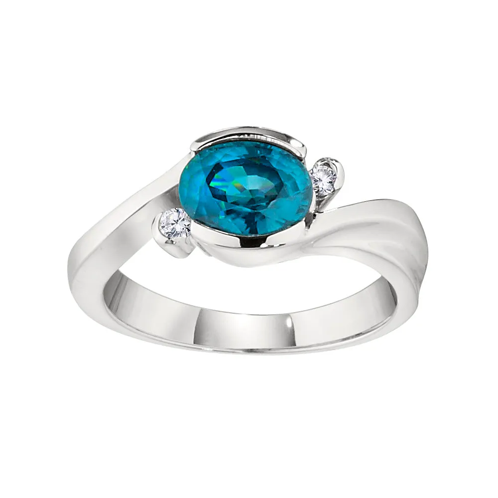 Modern Bypass Garnet and Diamond Ring