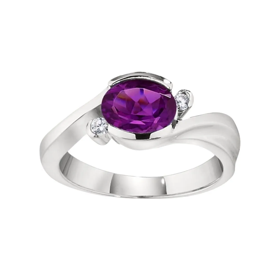 Modern Bypass Garnet and Diamond Ring