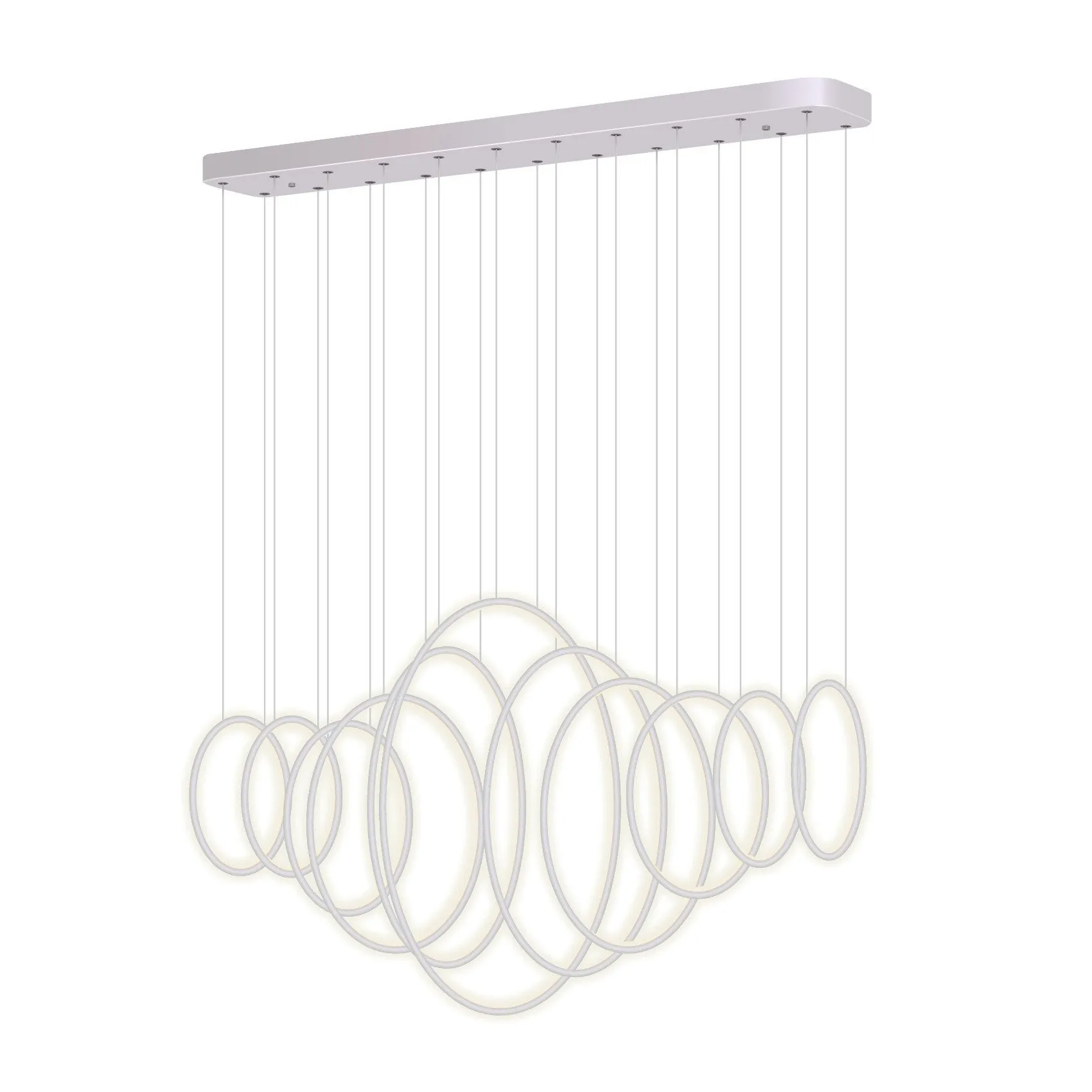 Modern Chandelier Light LED Linear Suspension 11 Rings