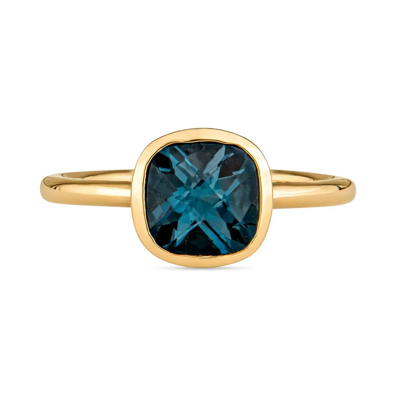 Modern Cusion Cut Gemstone Ring