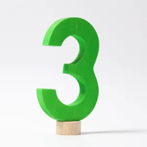 modern number 3 green ornament for birthday ring