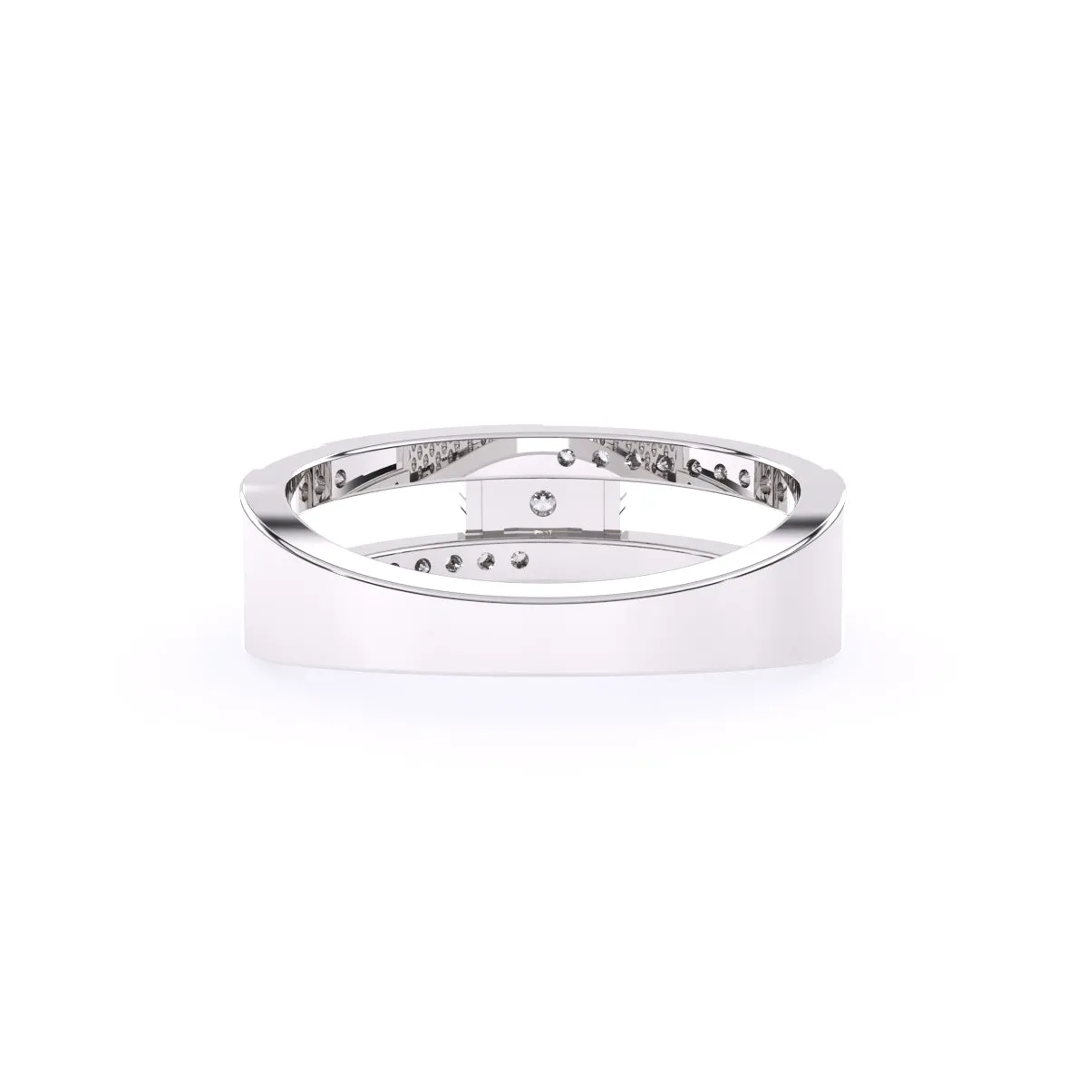 Modern Two Row Pave Three Diamond Ring