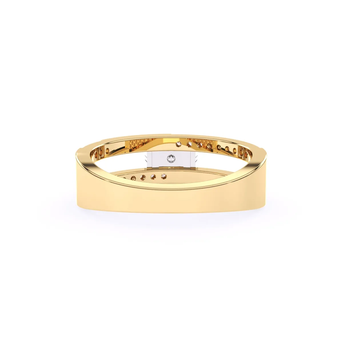 Modern Two Row Pave Three Diamond Ring