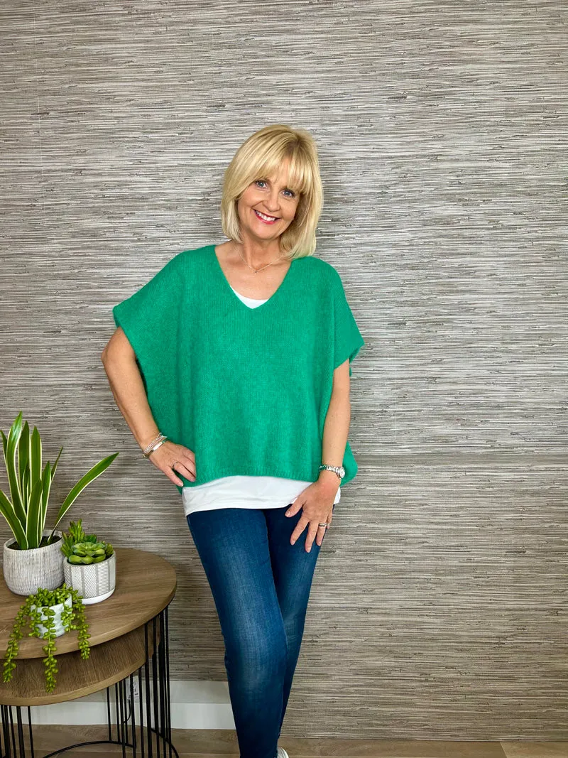 Mohair Crop Layering Sweater Emerald