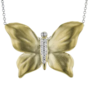 Monarch Butterfly Pendant Necklace in 18k Gold with Diamonds DP278 WHITE 18K X YELLOW