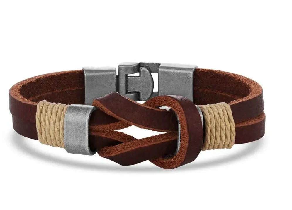 Montana Silversmiths Mens Stronger Together Leather Bracelet Style BC5042