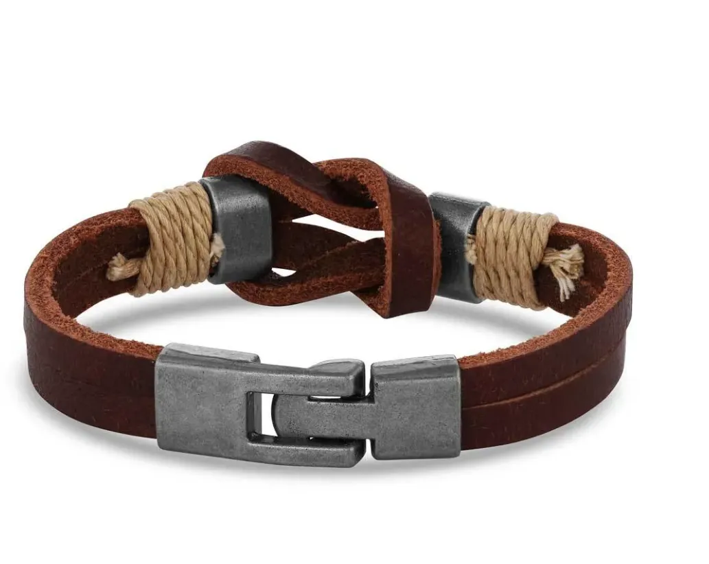 Montana Silversmiths Mens Stronger Together Leather Bracelet Style BC5042