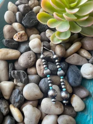 Mraz Varied Navajo Pearl Fish Hook Earrings with Turquoise