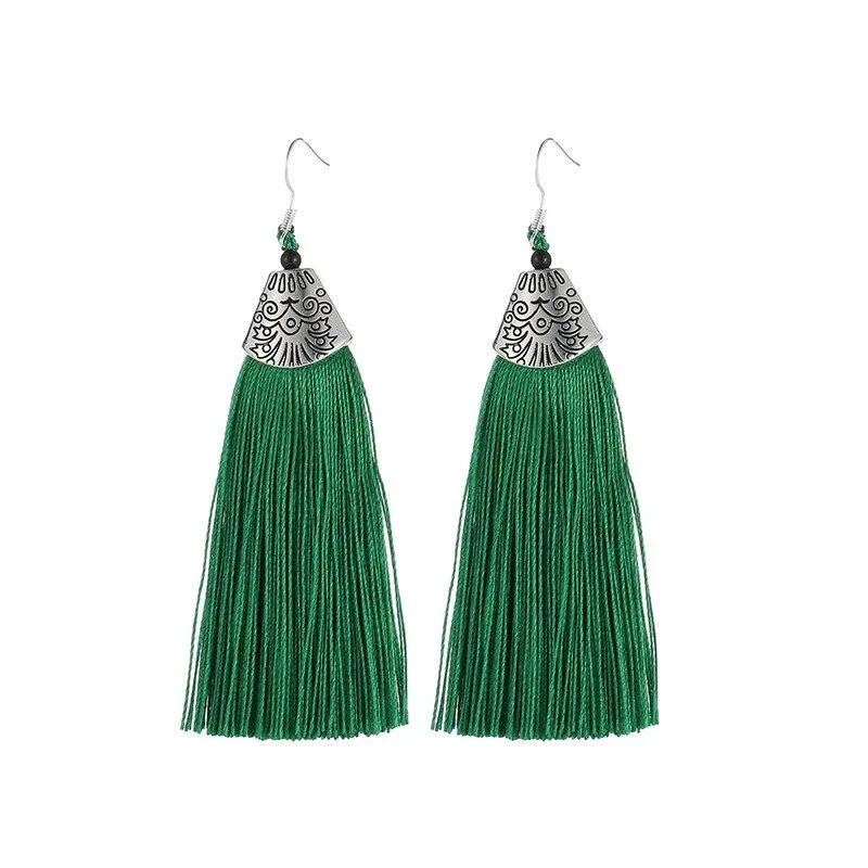 Multicolor Bohemian Trend Leaf Tassel Drop Earrings