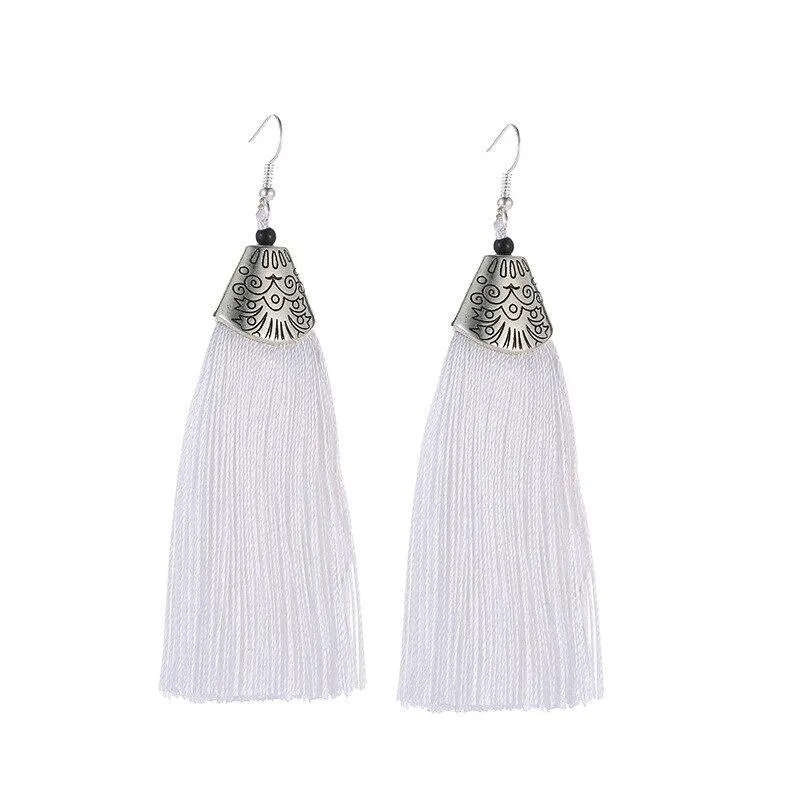 Multicolor Bohemian Trend Leaf Tassel Drop Earrings