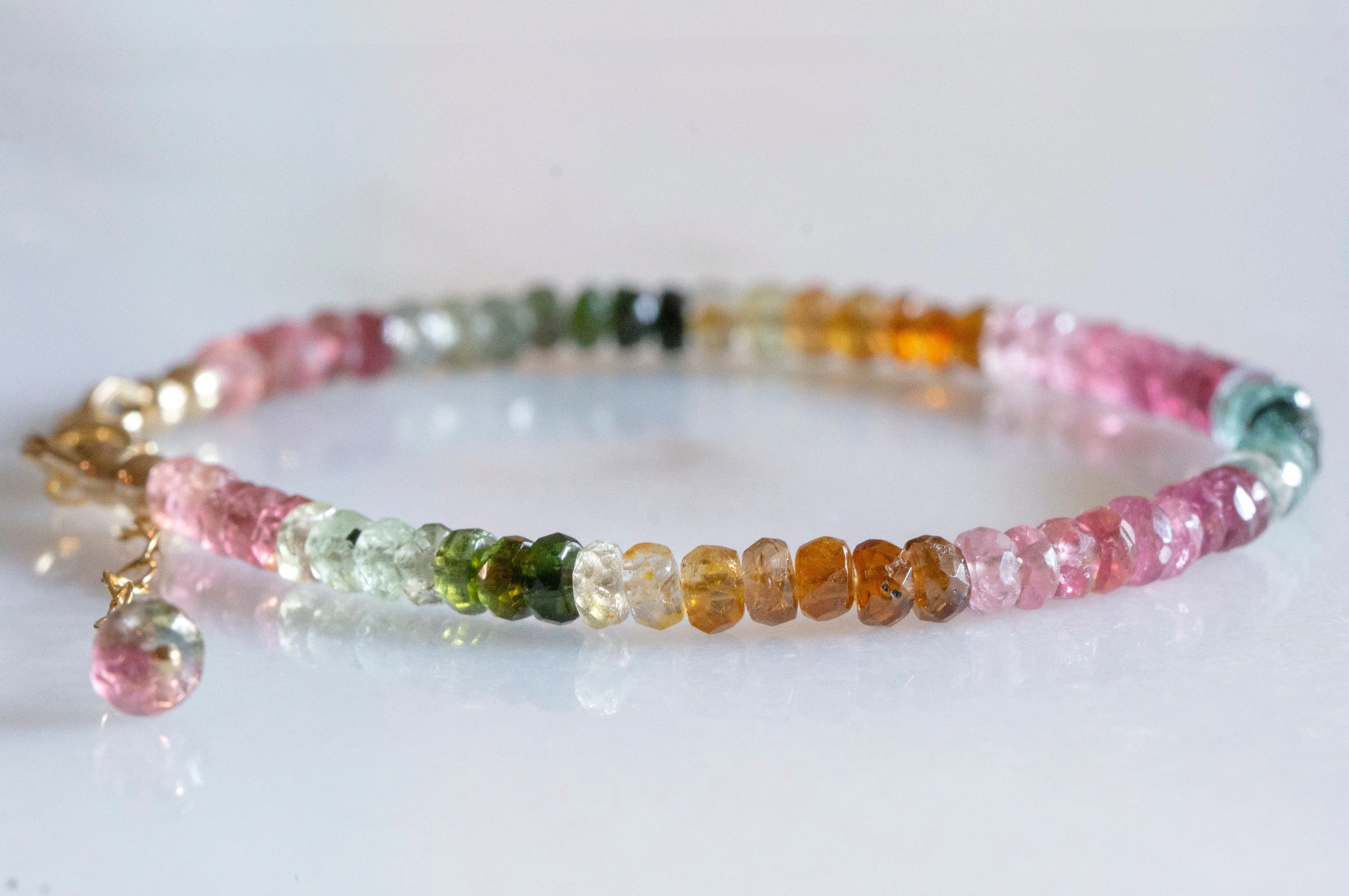 Multicolor tourmaline bead bracelet