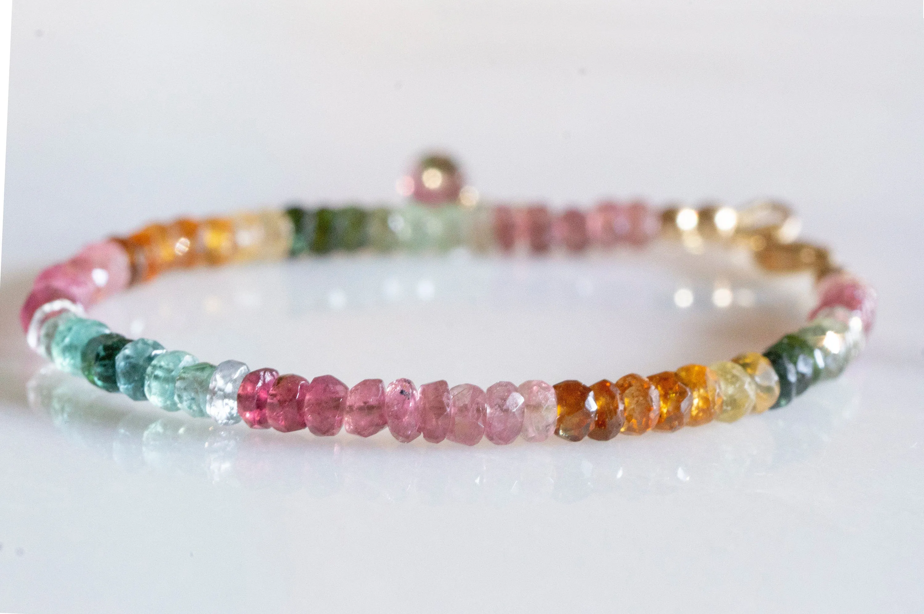 Multicolor tourmaline bead bracelet