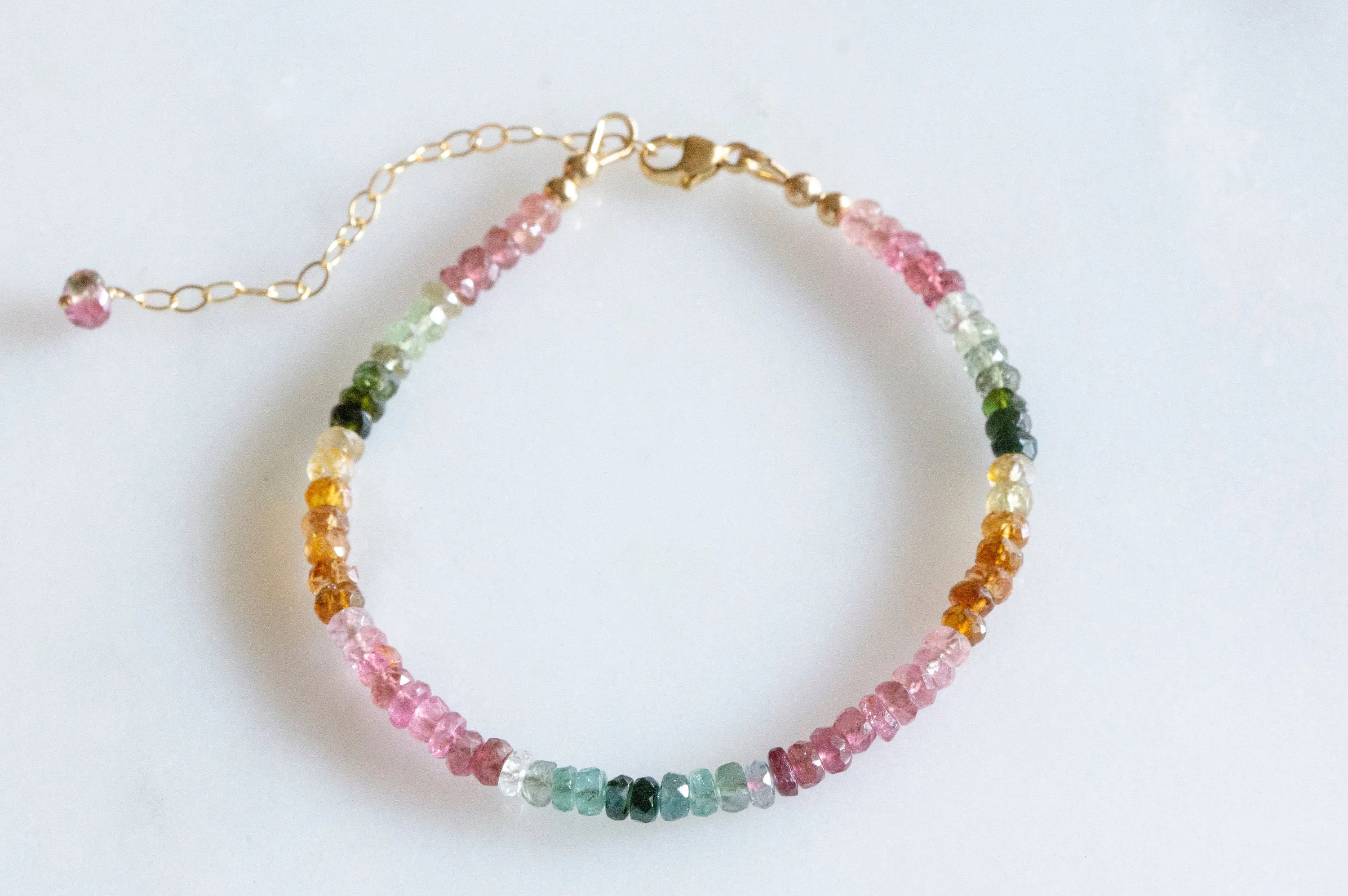 Multicolor tourmaline bead bracelet