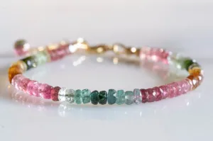 Multicolor tourmaline bead bracelet