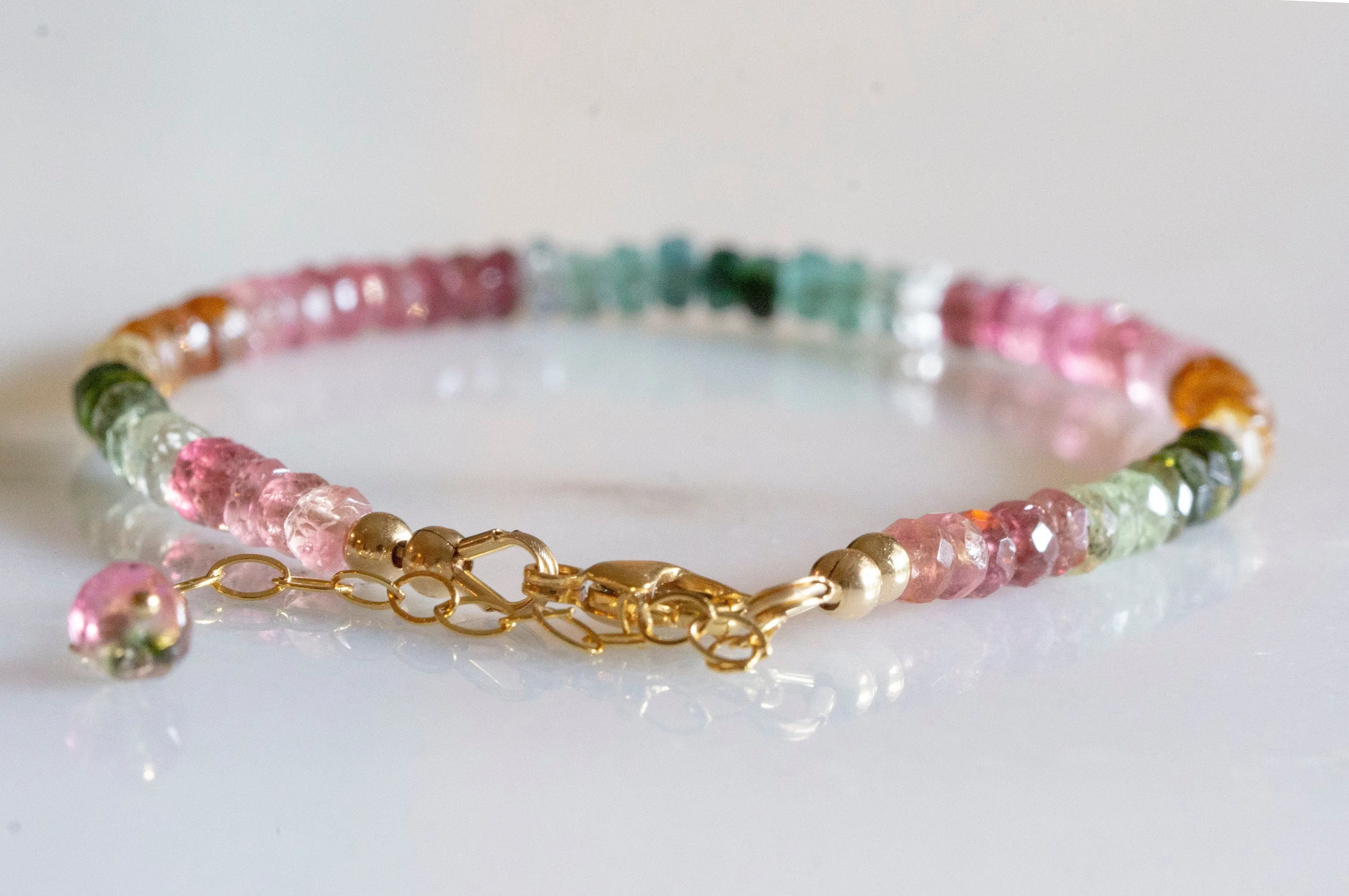 Multicolor tourmaline bead bracelet