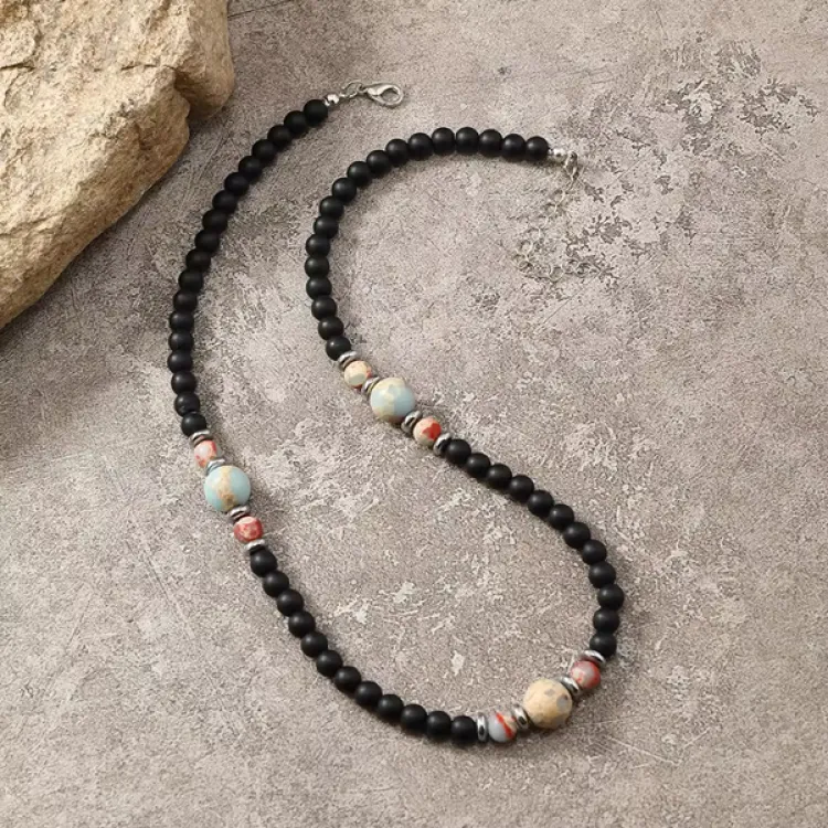Natural Assorted Stone Men Necklace