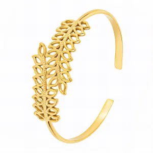 Nature Leaf Pattern Bracelet in 18K Gold Plated Steel