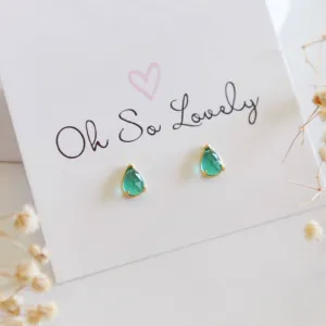 Oh So Lovely Emerald Tear Drop Stud Earrings