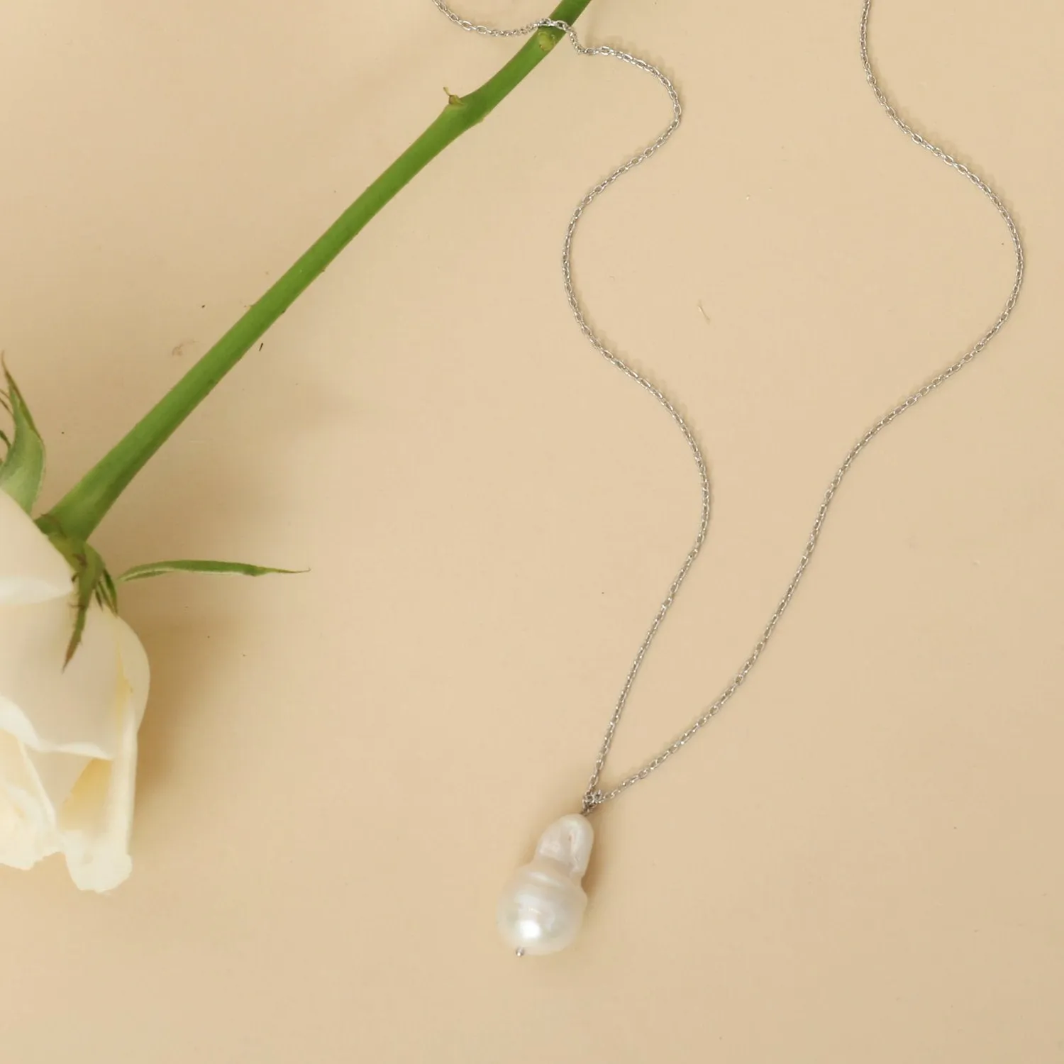 Opal Pearl Silver Pendant Necklace