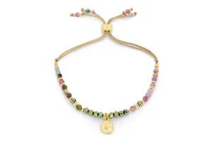 Opulent Tourmaline Gold Slider Bead Bracelet
