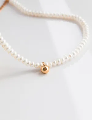 Pearl Beaded Necklace in Gold Vermeil