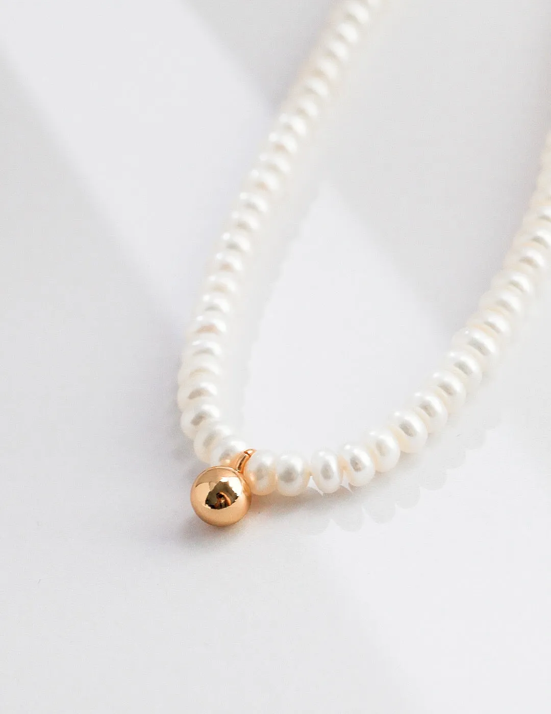 Pearl Beaded Necklace in Gold Vermeil