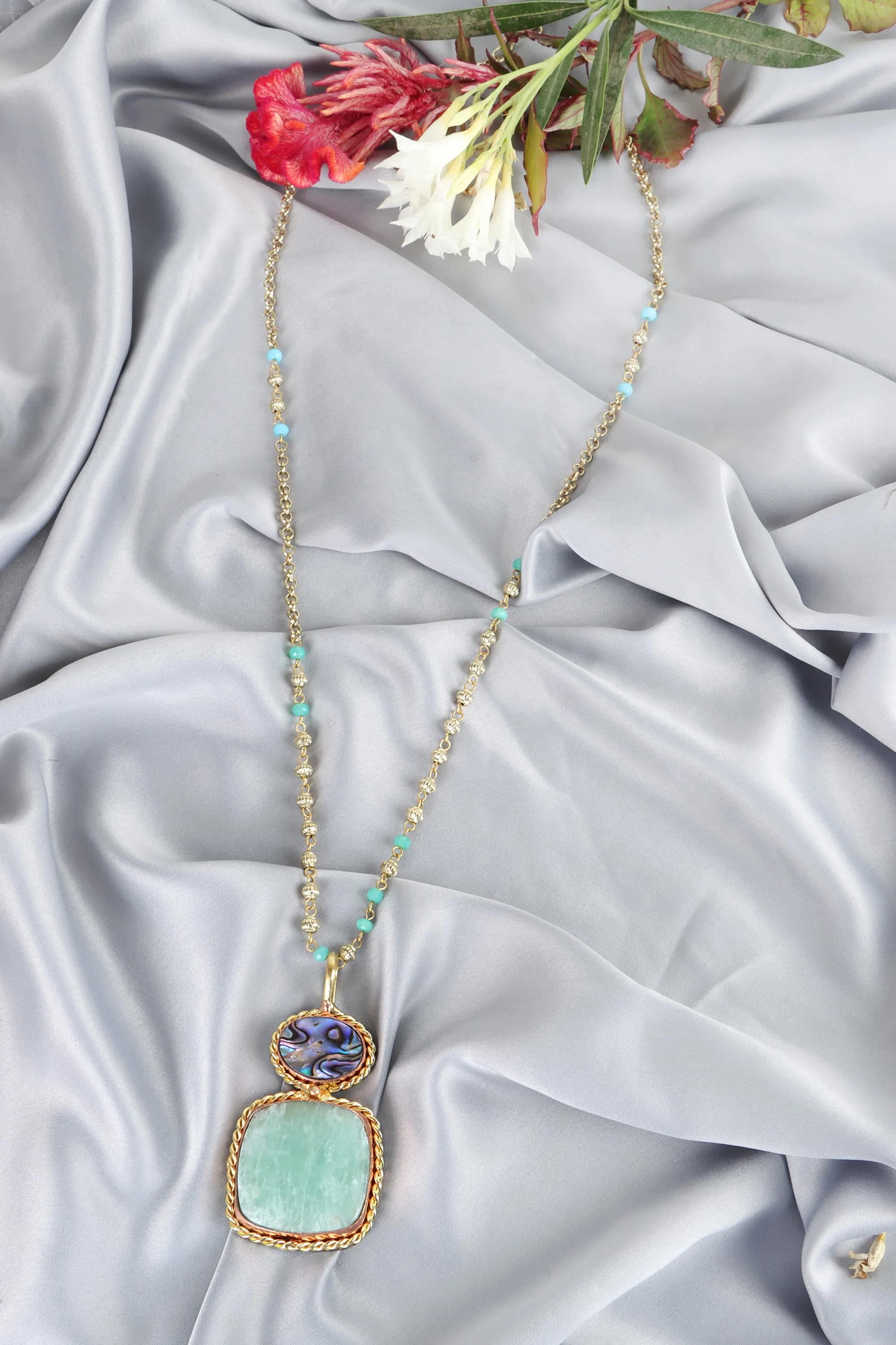 Pernia Pendant Necklace with Dual-Tone Beaded Chain