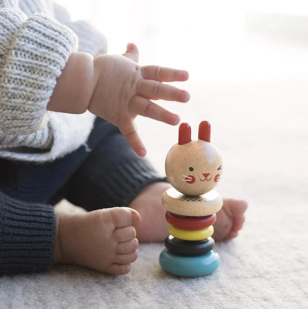 Petit Collage- Wooden Rattle Modern Bunny