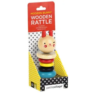 Petit Collage- Wooden Rattle Modern Bunny