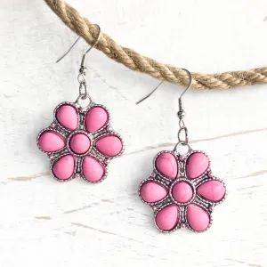 Pink Flower Boho Earrings