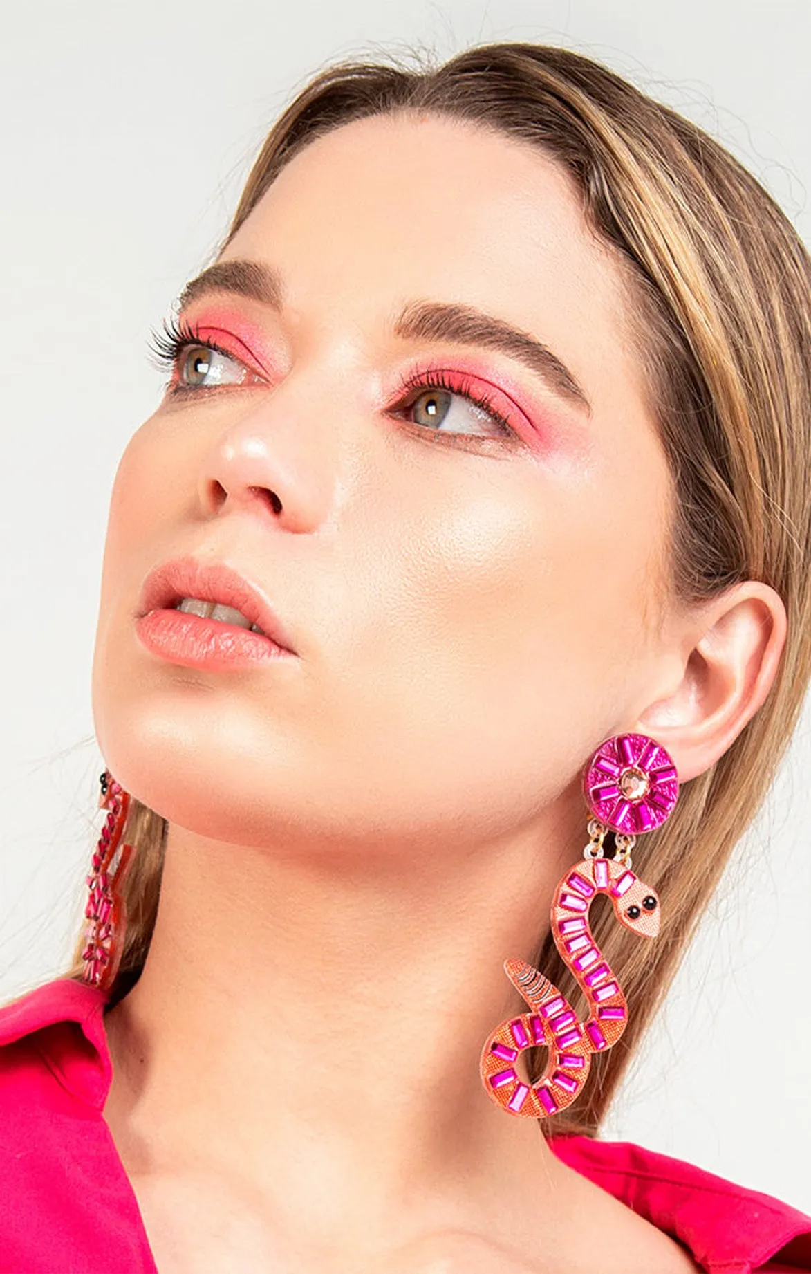 Pink Snake Earrings