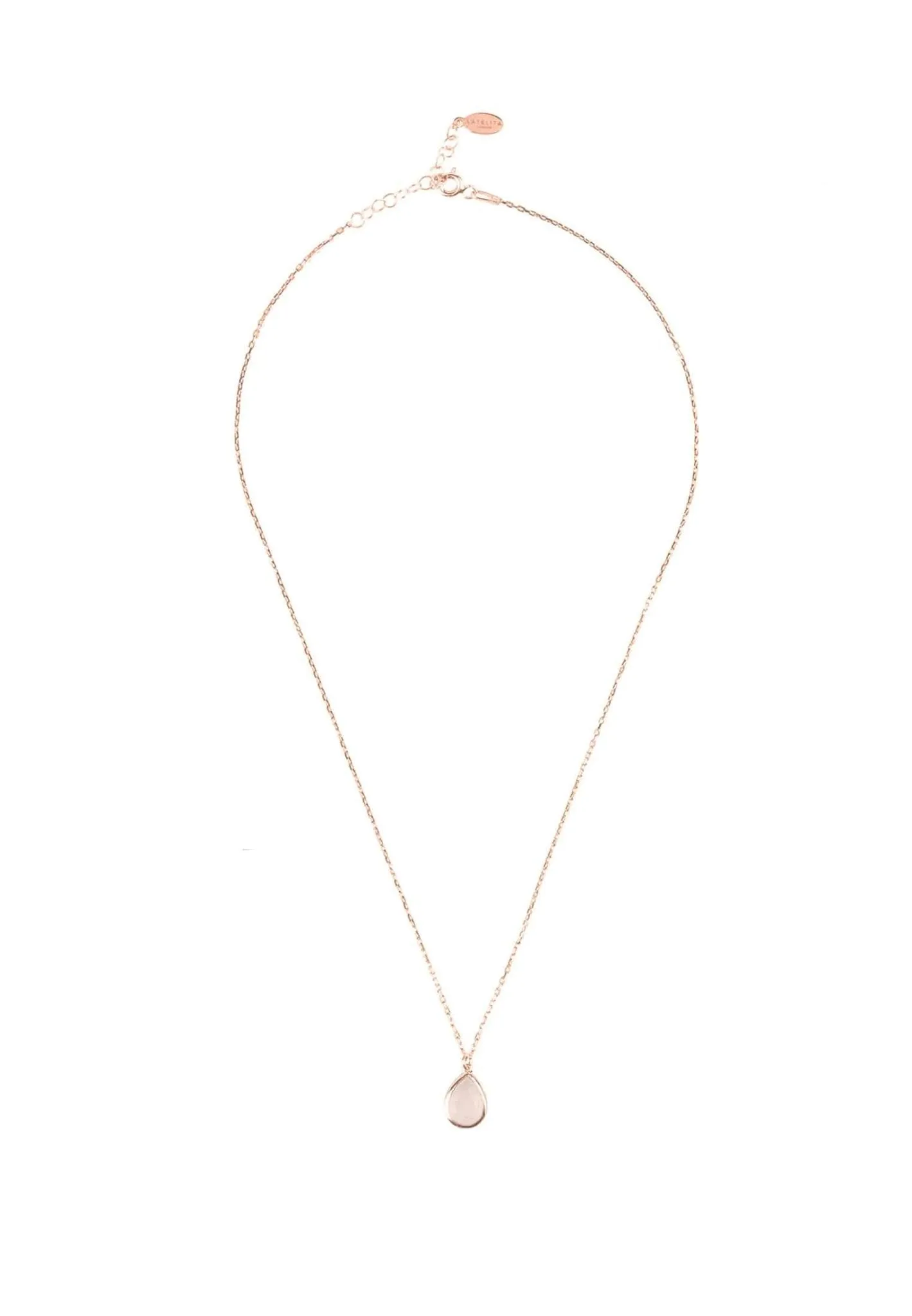 Pisa Mini Teardrop Necklace Dipped in Gold with Rose Quartz