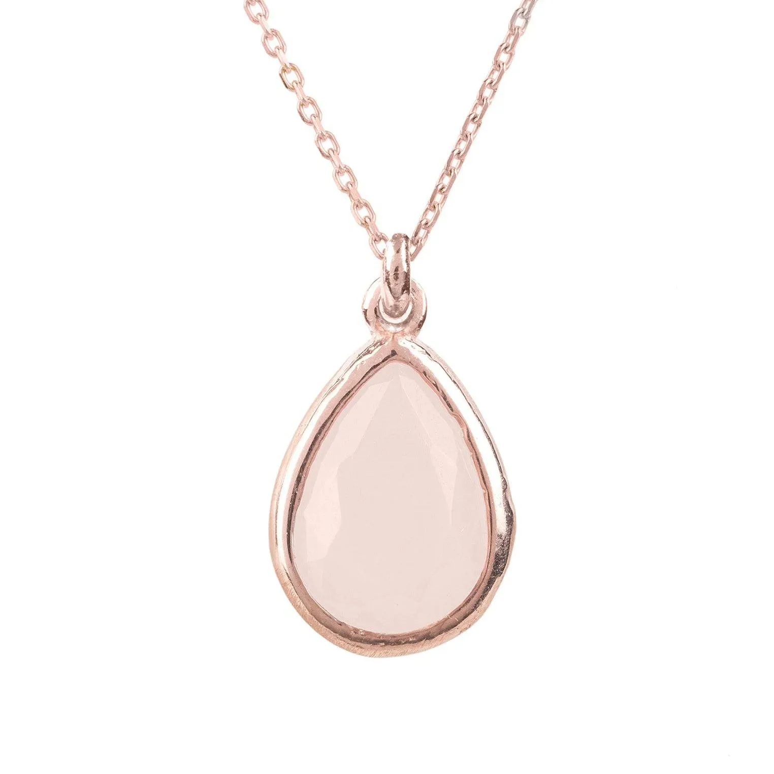 Pisa Mini Teardrop Necklace Dipped in Gold with Rose Quartz