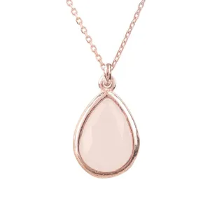 Pisa Mini Teardrop Necklace Dipped in Gold with Rose Quartz