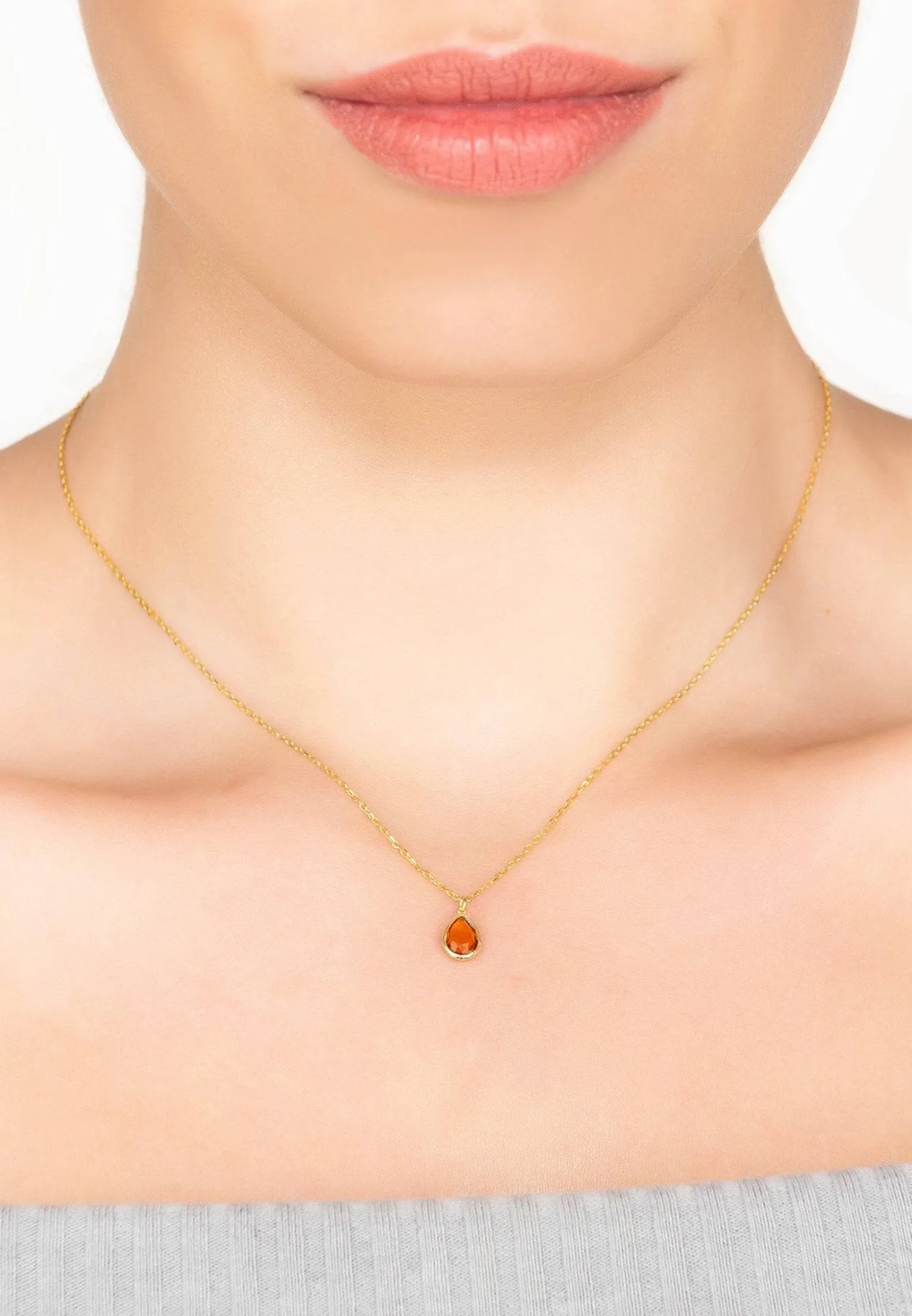 Pisa Teardrop Necklace Dipped in Gold Citrine