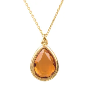 Pisa Teardrop Necklace Dipped in Gold Citrine